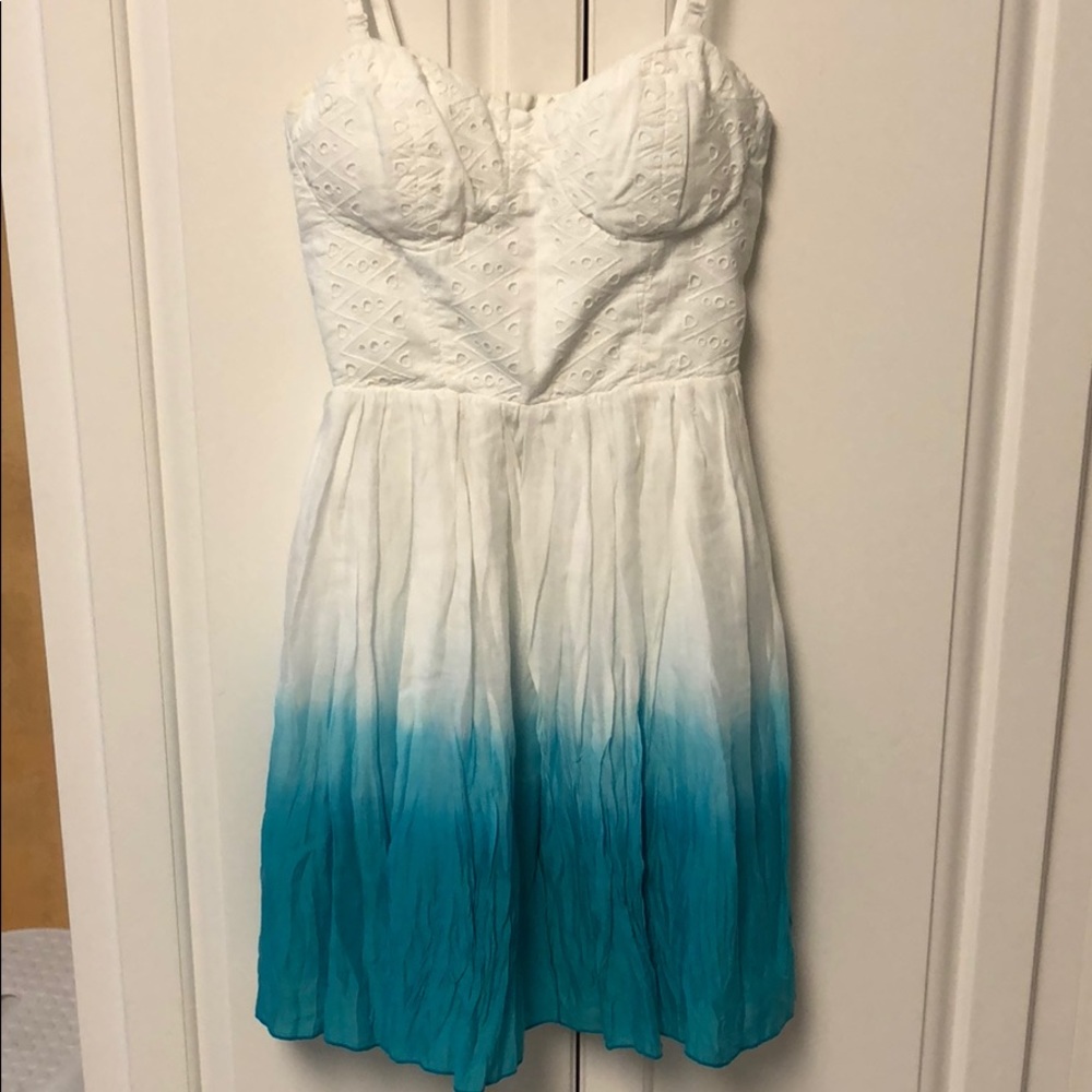 American Eagle white & turquoise Ombré dress